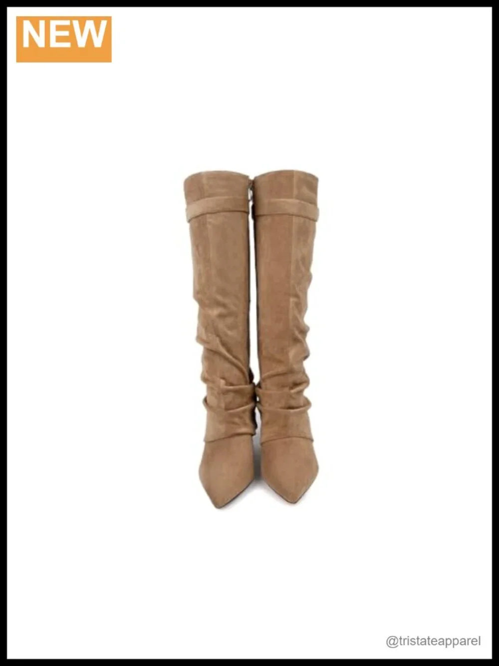 Fold Over Knee High Boots Suede Pointed Toe Boots